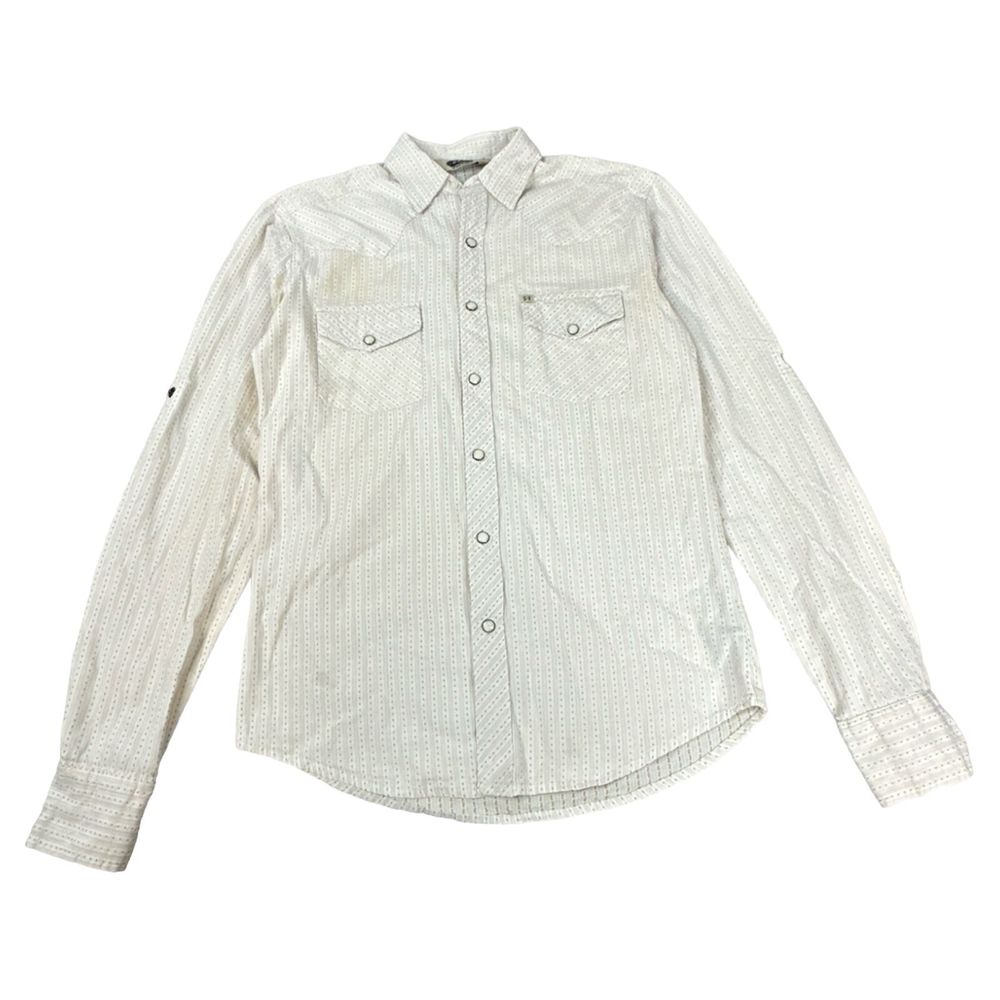 Salt Valley Western Pearl Snap Shirt Cotton Cowboy Rodeo Long Sleeve Mens XS